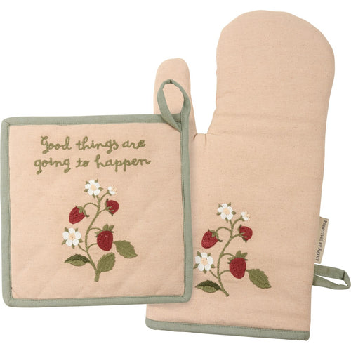 Oven Mitt and Potholder Kitchen Set - Good Things Going To Happen
