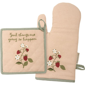 Oven Mitt and Potholder Kitchen Set - Good Things Going To Happen