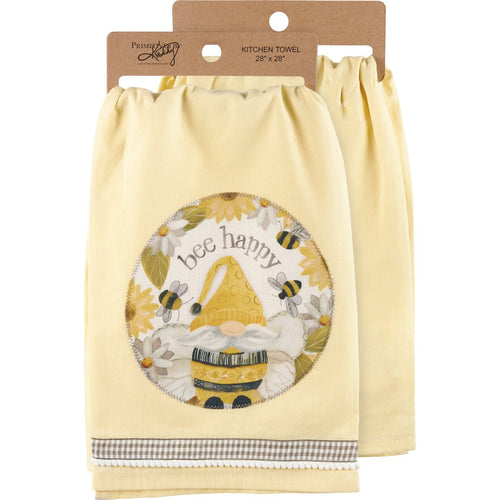 Bee Happy Gnome - Dish Towel