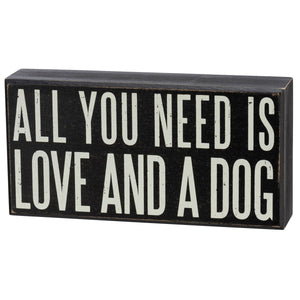 Love And A Dog Box Sign