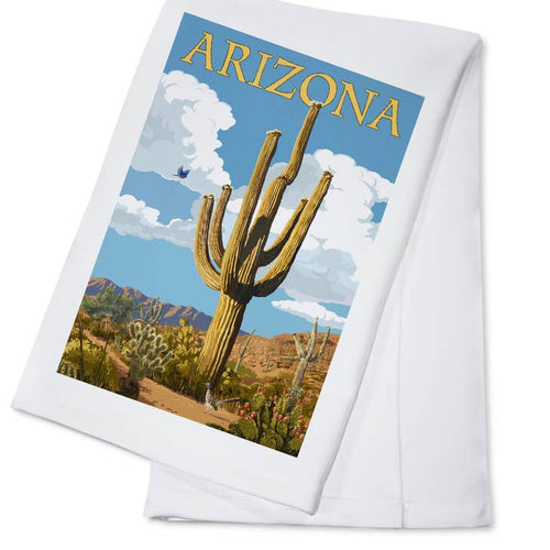 Arizona, Saguaro Cactus & Roadrunner Tea Towel