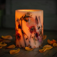 Load image into Gallery viewer, Rosy Rings - Apricot Rose Small Round Botanical Candle with Gilded Glass Coaster
