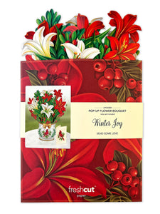 Winter Joy with Cardinal - Pop up Flower Bouquet