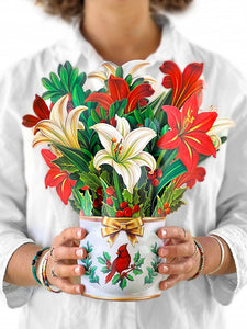 Winter Joy with Cardinal - Pop up Flower Bouquet