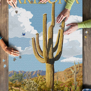 Arizona Saguaro Cactus & Roadrunner - 1000 Piece Puzzle