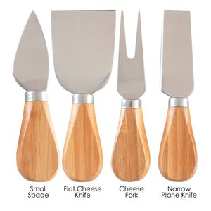 4-Piece Cheese Tool Set - Bamboo Handles