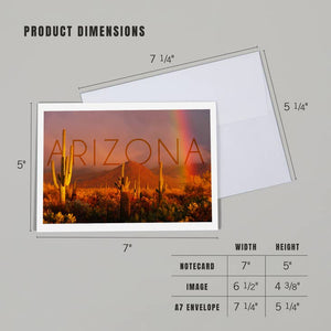 Notecard -  Arizona, Cactus & Rainbow Photograph