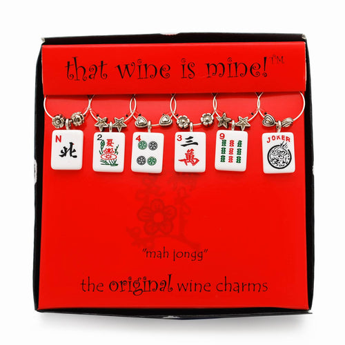 6-Piece Mah Jong Painted Wine Charms