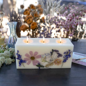 Rosy Rings - Roman Lavender Brick Botanical Candle & Plate Set