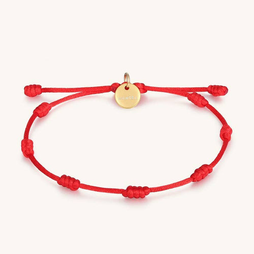 7 Knots of Protection Thread Bracelet - Red Silk