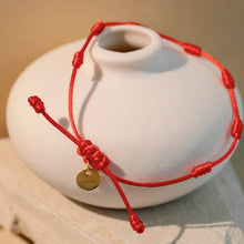 Load image into Gallery viewer, 7 Knots of Protection Thread Bracelet - Red Silk
