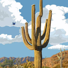 Load image into Gallery viewer, Arizona, Saguaro Cactus &amp; Roadrunner Tea Towel
