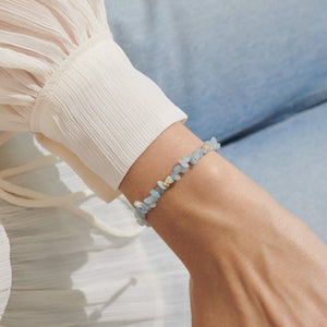 Aquamarine Manifestones Adjustable Bracelet In Gold-Tone Plating