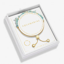 Load image into Gallery viewer, Aquamarine Manifestones Adjustable Bracelet In Gold-Tone Plating
