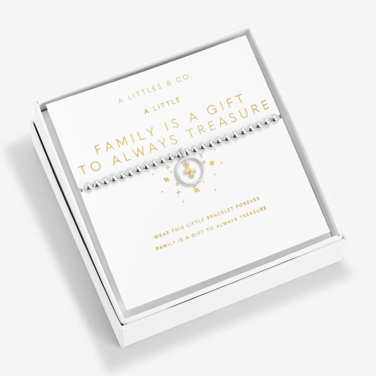Beautifully Boxed A Little 'Family Is A Gift To Always Treasure' Bracelet & Gold-Tone Plating
