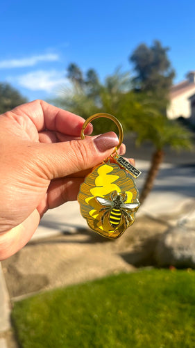 Bee / Beehive Enamel Keychain
