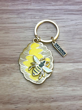 Load image into Gallery viewer, Bee / Beehive Enamel Keychain
