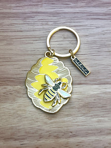 Bee / Beehive Enamel Keychain
