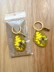 Bee / Beehive Enamel Keychain