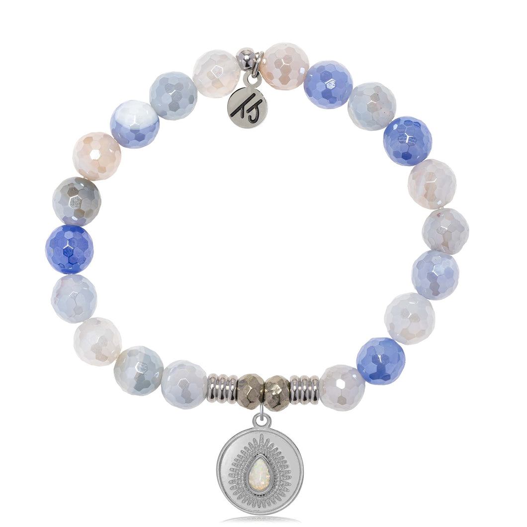 Blue Sparkle Agate Handmade Beaded Bracelet: Known as the stone of creativity, passion and joy. 