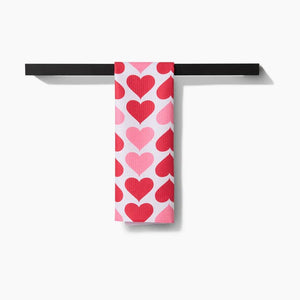 Blushing Hearts Kitchen Tea Towel by Geometry