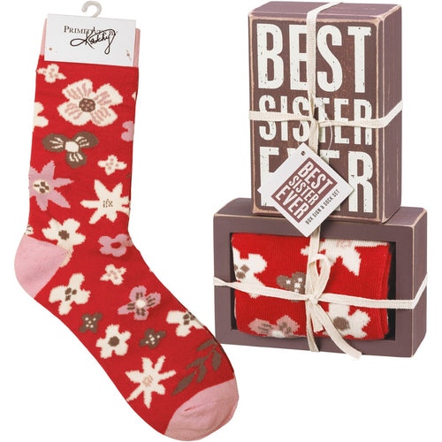 Box Sign & Sock Set - Best Sister Ever