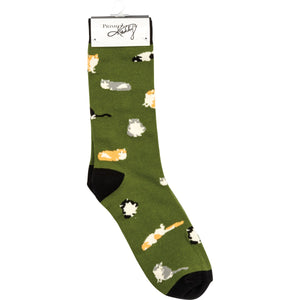Box Sign & Sock Set - One Cat Away From Being a Crazy Cat Lady