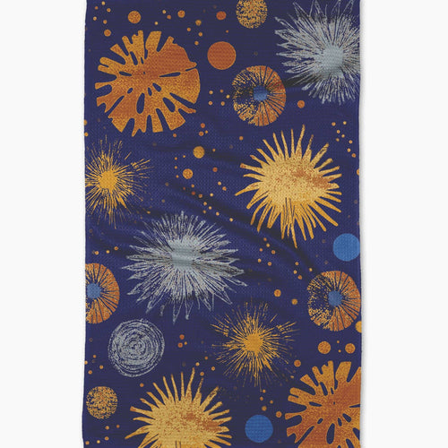 Bursting Skies Blue Kitchen Tea Towel by Geometry