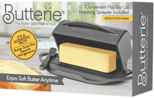 Load image into Gallery viewer, Butter Dish with Attached Flip-Top Lid - Gray

