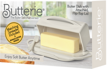 Load image into Gallery viewer, Butterie - Butter Dish with Attached Flip-Top Lid - Ivory
