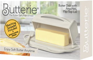 Butterie - Butter Dish with Attached Flip-Top Lid - Ivory