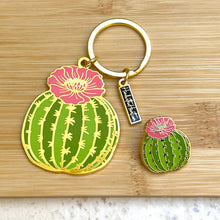Load image into Gallery viewer, Cactus Barrel Enamel Keychain

