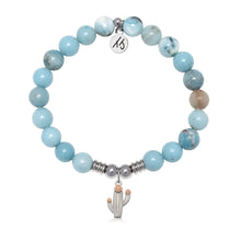 Load image into Gallery viewer, Cactus Cutout Charm with Larimar Jasper Gemstone Bracelet
