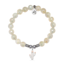 Load image into Gallery viewer, Cactus Cutout Charm with Moonstone Gemstone Bracelet
