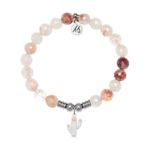 Load image into Gallery viewer, Cactus Cutout Charm with Strawberry Quartz Gemstone Bracelet
