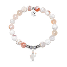 Load image into Gallery viewer, Cactus Cutout Charm with White Natural Agate Gemstone BraceletBracelet
