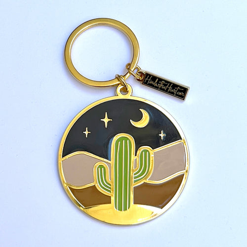 Cactus Saguaro Desert Enamel Keychain
