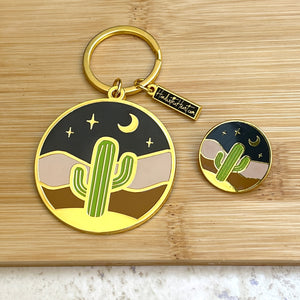 Cactus Saguaro Desert Enamel Keychain