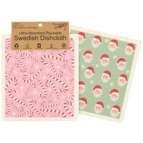Candy Canes Swedish Dishcloth Set of 2