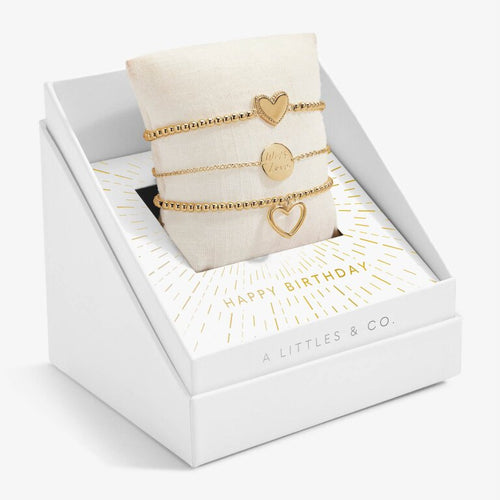 Celebrate You Gift Box 'Happy Birthday' - Set of 3 Gold Tone Bracelet Set