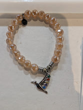 Load image into Gallery viewer, Champagne Agate Gemstone Bracelet with Hummingbird Sterling Silver Charm
