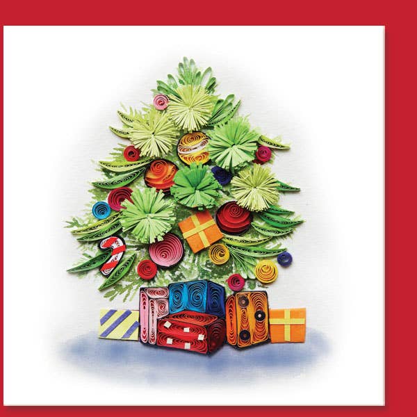 Christmas Tree with Presents Desert Quilling Card