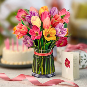 Festive Tulips - Pop Up Flower Bouquet