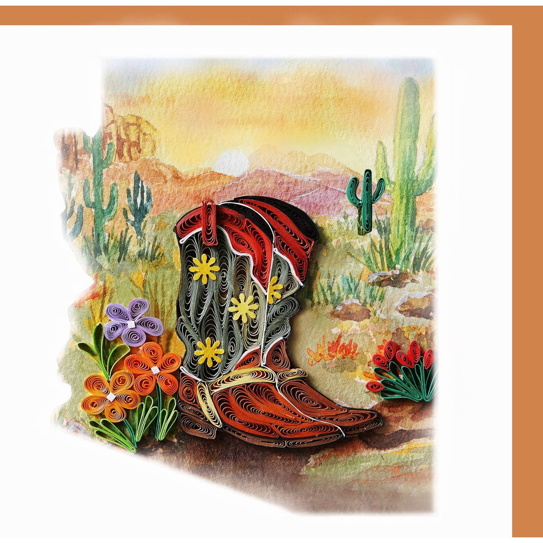 Cowboy Boot Quilled Greeting Card
