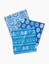 Load image into Gallery viewer, Delft Blue Easter Eggs and Bunnies Dishcloth Set of 3 by Geometry
