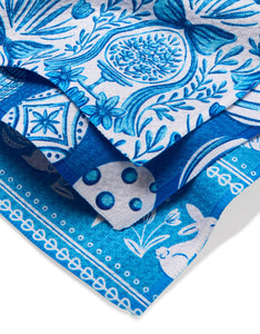 Delft Blue Easter Eggs and Bunnies Dishcloth Set of 3 by Geometry