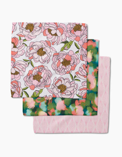 Peony Paradise Dishcloth Set of 3 by Geometry