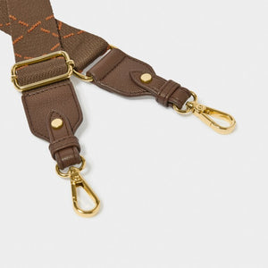 Dash Line Canvas Bag Strap - Brown