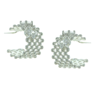 Elegant C Hoop  w/Crystal Post Earrings
