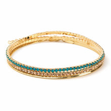 Load image into Gallery viewer, Sparkle &amp; Shine Rhinestone Bracelet Trio - Caribbean Blue Opal/Gold
